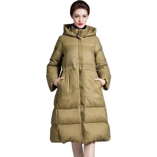 2021 Winter Luxury Down Jacket Women Fashion High-End Parka Feather Woman Long Coat Women Hooded Warm Cardigan Puffer Jackets