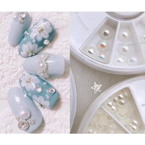 1Box Semicircle pearls/ Multi AB white pearls nail deco/ Semicircular pearls nail art charm/ Various Sizes deco/ UV gel UV,ZH654