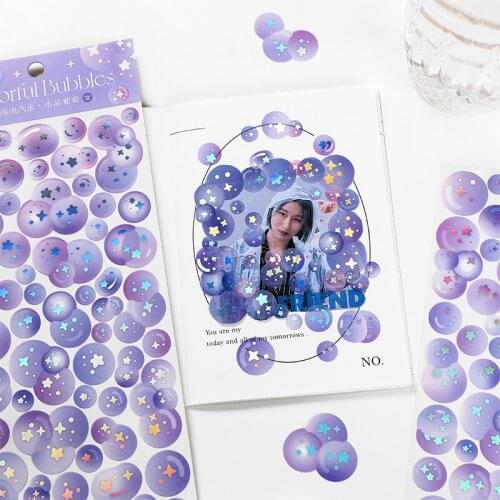 1 Sheet Colorful Bubbles Bling Glitter Stamping DIY Hand Account Decoration Stickers