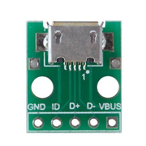 2 pcs Micro USB to DIP 2.54mm Adapter Connector Module Board Panel Female 5-Pin Pinboard 2.54mm Micro USB PCB Type Parts