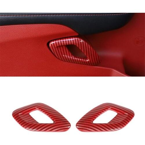 2 pcs Carbon Fiber Car Interior Door Handle Cover Trim for Dodge Challenger 2015-2019 Auto Inner Decoration Accessories