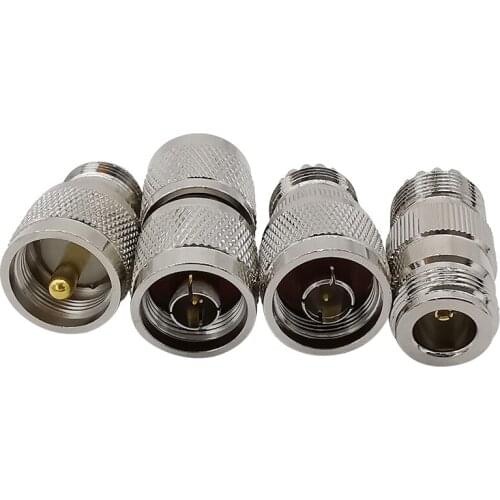 4Pcs/lot Metal UHF SO239 PL259 Male Female to N Male Female Plug Jack Straight RF Coaxial Coax Adapter Connector Kit