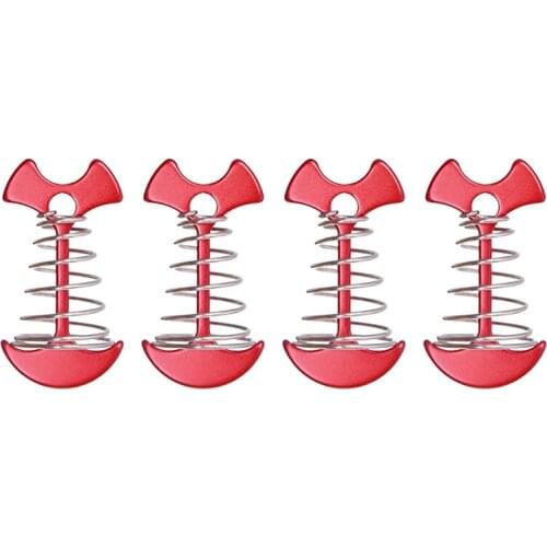 4Pcs Outdoor Aluminum Alloy Ground Peg Fishbone Spring Nail Camping Tent Windproof Accessories Wind Rope Board