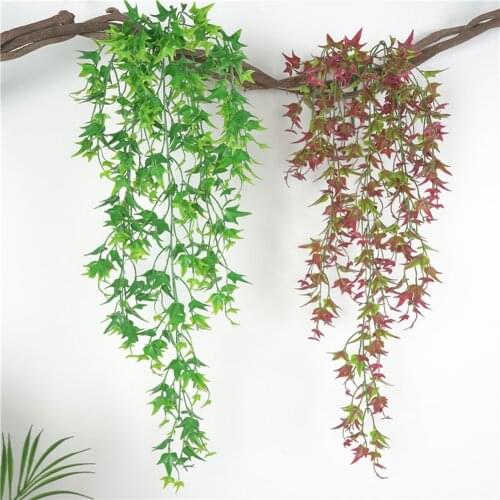 78cm 5 Forks Artificial Plants Vine Fake Sweet Potato Leaves Rattan Hanging Home Wall Garden Decoration Simulation Plant