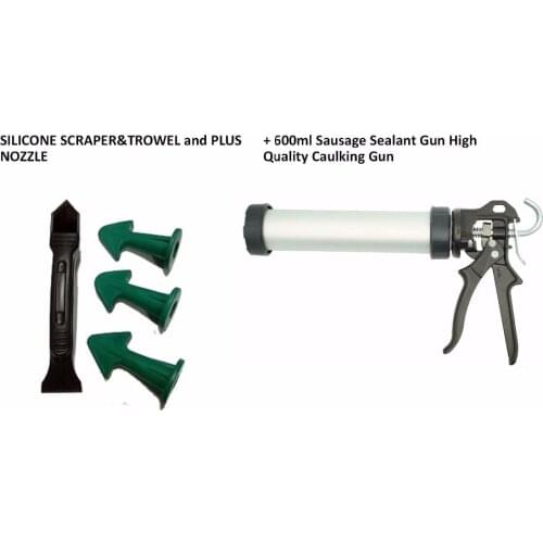 Free Shipping 15 inches for 600ml soft pack sealant gun 600ml sausage sealant caulking gun with one set sealant scraper(4pcs)