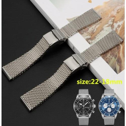 Brand watch band 316L stainless steel watchband for Breitling strap Wristband with folding buckle 22mm 24mm full silver tools