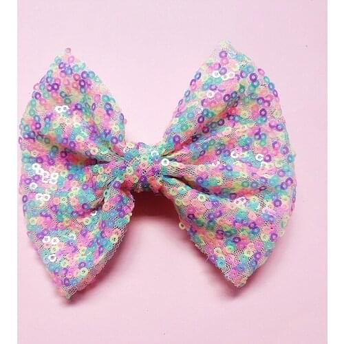 Boutique 10pcs Fashion Glitter Gradient Rainbow Color Bowknot Hair Clips Sequin Bow Hairpins Princess Headwear Hair Accessories