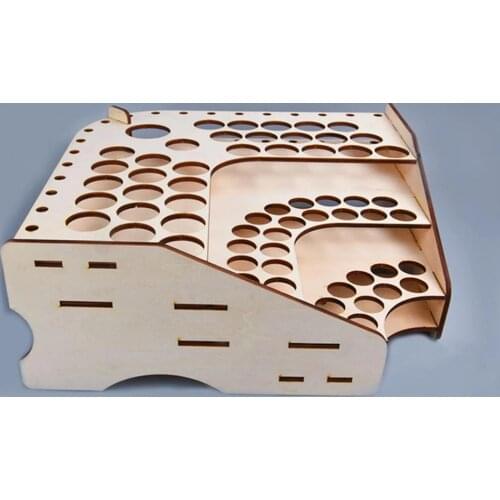 Wooden Storage Rack Stand 75 Holds Acrylic Paint Bottle Model Hobby Parts Painting Brush Tidy Holder Accessory #125