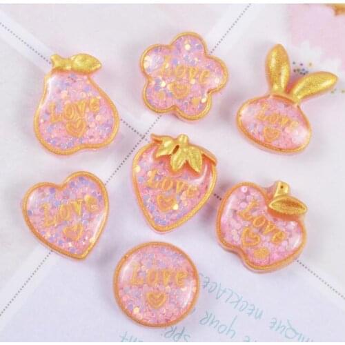 20 pcs/lot Kawaii Resin Heart Shape love Cabochon Flatback For Mobile Scrapbooking Home DIY Decoration