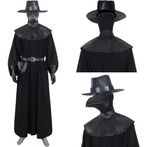 Adult Plague Doctor Steampunk Cosplay Costume Medieval Cape Robe Uniform Outfit Halloween Carnival Suit