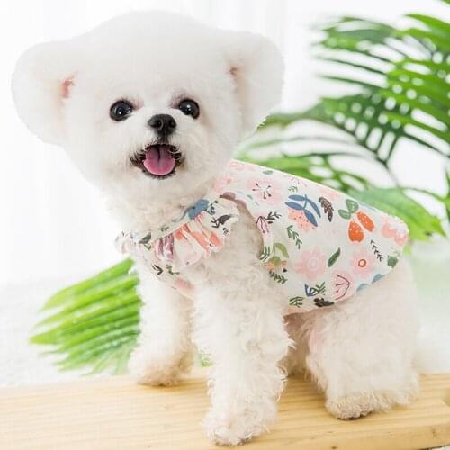 Summer Breathable Dog Clothes Teddy Spring Pet Floral Small Sling Puppy Fashion Two-legged Clothes Flower Dog Home Service