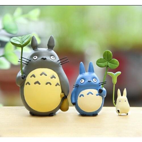 Hot Totoro With Leaf Figure Toy Studio Ghibli Miyazaki Hayao My Neighbor Totoro PVC Action Figures Collection Model Doll Kid Toy