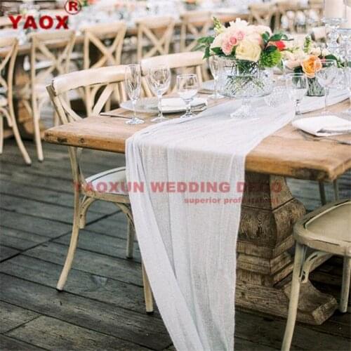 60cm Width Rustic Gauze Table Runner Party Cheesecloth Tablecloth Runners For Wedding Event Party Decoration
