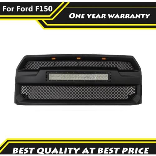Matt Black Raptor Grille Front Bumper Grill With Light Bar Fit For Ford F150 2015- 2016 2017 Racing Grill Offroad 4*4 Auto Parts