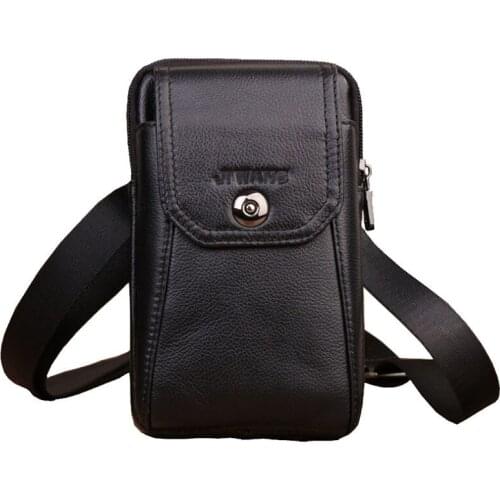 Fashion Mens Genuine Leather Messenger Fanny Waist Bag Cell/Mobile Phone Coin Purse Pocket Belt Bum Pouch Pack phone wallets