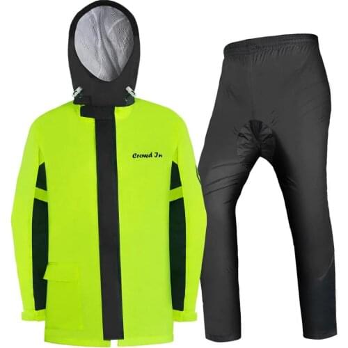 Motorcycle Raincoat Reflective Waterproof Green Thicken Motorbike Rain Pants Suit Single Cloak Raincoat Rain Pants for Adult