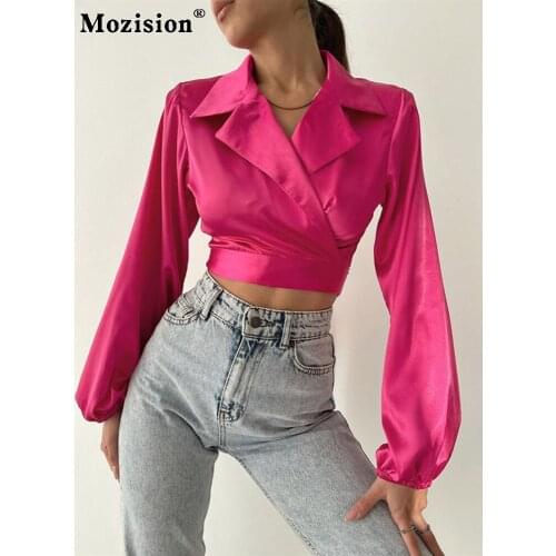 Женские атласные рубашки Mozision China At AliExpress