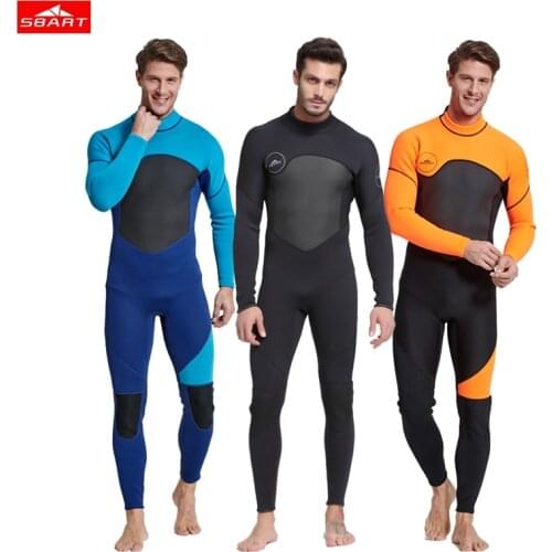 SBART Men 3mm Neoprene diving suit warm keeping patchwork Soft Wetsuit Rash Guards swimwear long sleeve Spearfishing snorkeling