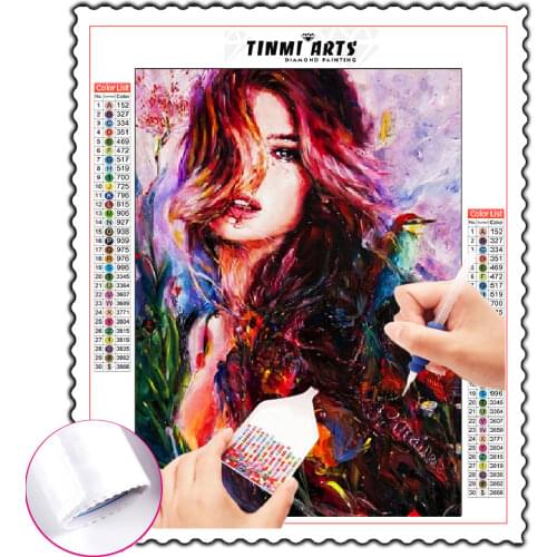 DIY 5D Poured Glue Diamond Painting Kits Scalloped Edge Canvas Wolf Girl Handcraft Unique Gift Unframe Animal Home Decoration