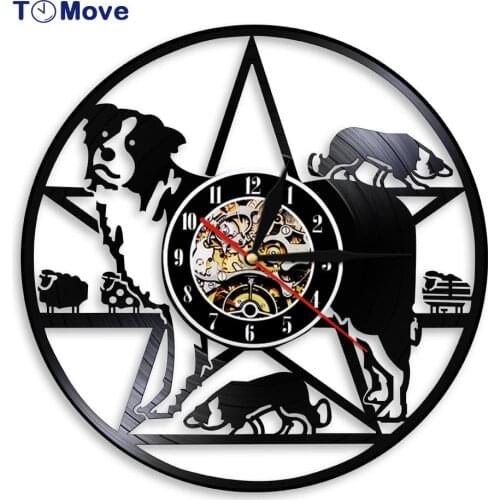 Herding Dog Breed Wall Decor Vinyl Record Wall Clock Border Collie Dog Wall Clock Border Collie Training Club Dog Lovers Gift