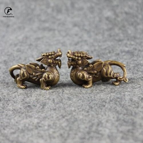 New Style Antique Copper Chinese Mythical Beast Pixiu Miniature Figurines Ornaments Brass Lucky Animal Qi Lin Desktop Decoration