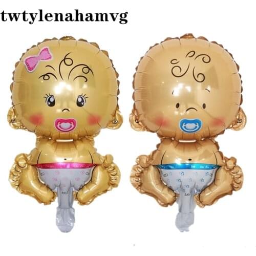 Pink Blue Mini Stroller Bottle Feet Happy Birthday Aluminum Foil Air Balloon Baby Bath Decorative New Toys Childrens Gifts