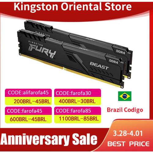 Kingston memoria ram 8GB 3200Mhz DDR4 CL18 HyperX FURY 16G 32G Desktop Game RAM Memory DIMM 288-pin Internal Memoria For desktop