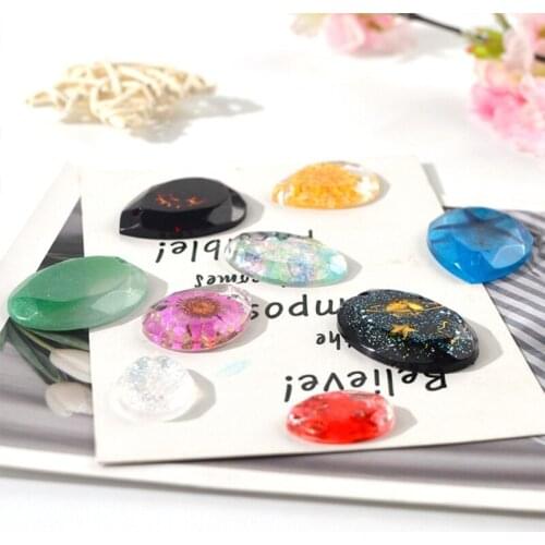 Q39C 2 Pcs Oval Water Drop Pendant Resin Mold Earring Necklace Keychain Silicone Mold