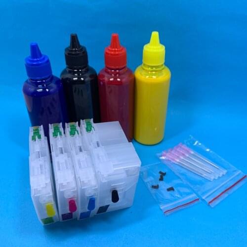 YOTAT 4*100ml Pigment Ink LC3129XL Empty Refillable Ink Cartridge LC3129 for Brother MFC-J6995CDW printer with one time chip