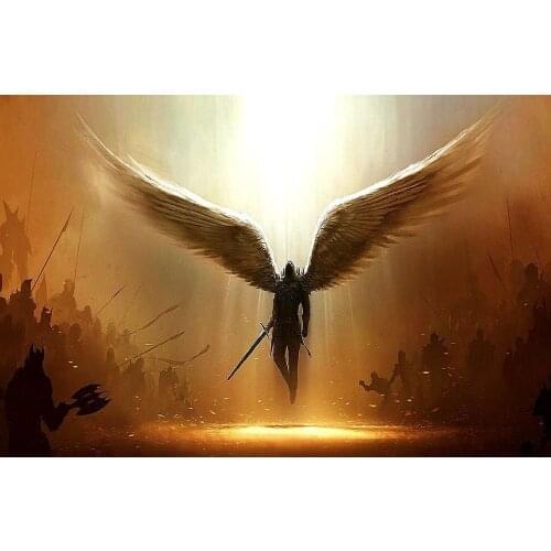 White Winged Angel Surrounded by Hordes of Demons Art Film Print Silk Poster Home Wall Decor 24x36inch