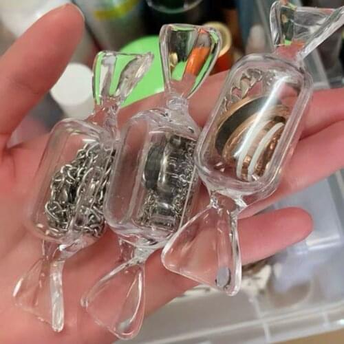 U90E Plastic Containers Candy Shaped Jewelry Box Mini Clear Jewelry Case