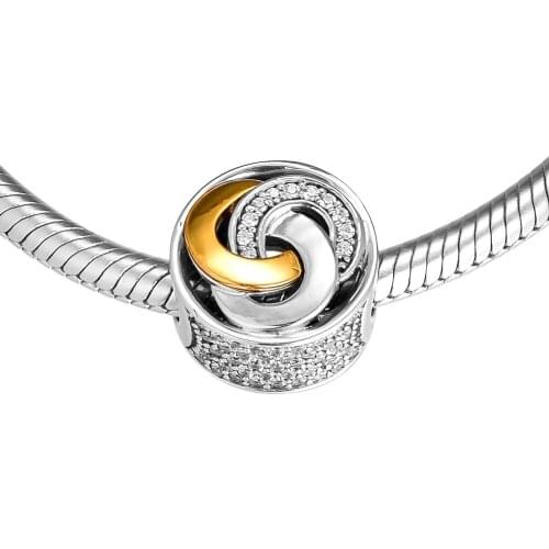 Fits for Pandora Charms Bracelets 100% 925 Sterling-Silver-Jewelry Interlinked Circles Beads Free Shipping