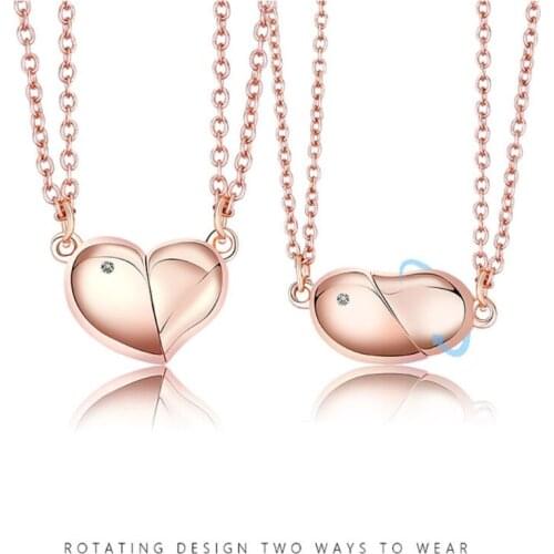 Rotating Love Couple Necklace A Pair Lovesick Bean Necklace Female Clavicle Chain Commemorative Light Luxury Pendant
