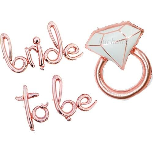Rose Gold Bride to be Script Ring Balloons Wedding Bridal Shower Just Married Foil Balloons Hen Bachelorette Party Decorations