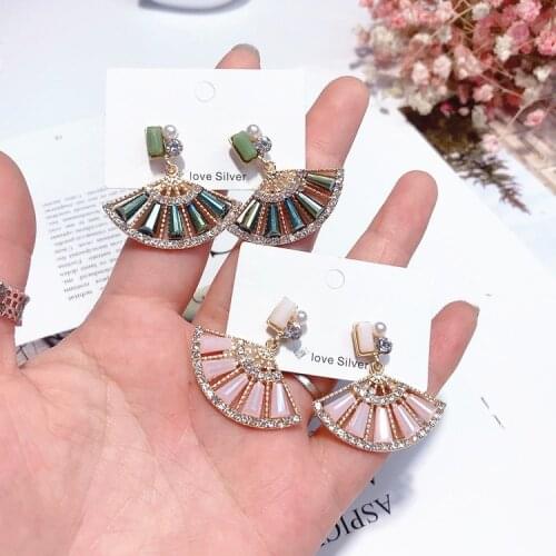 Vintage Sector Crystal Stud Earrings For Women Classic Geometric Long Earring Fashion Brand Party Girls Jewelry Accessories
