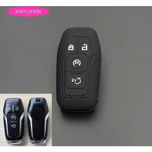 Xinyuexin Silicone Key Cover FOB Case For Ford Escape Focus Fusion EXPLORER Mustang GT350 EVEREST Taurus Key Car-styling 4Button