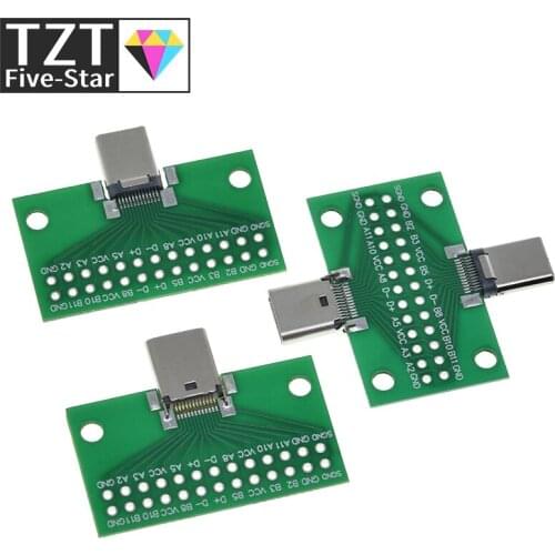 Type-C Male to Female USB 3.1 Test PCB Board Adapter Type C 24P 2.54mm Connector Socket For Data Line Wire Cable Transfer
