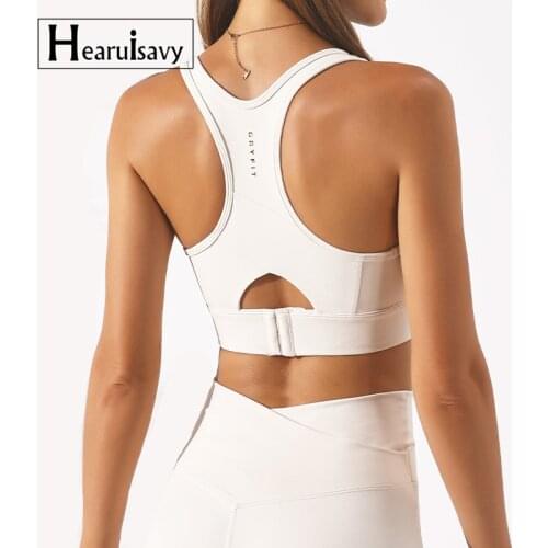 High Impact Workout Sports Bra Women Adjustable Buckle Hollow Breathable Yoga Vest Running Training Casual Athletic Fitness Tops
