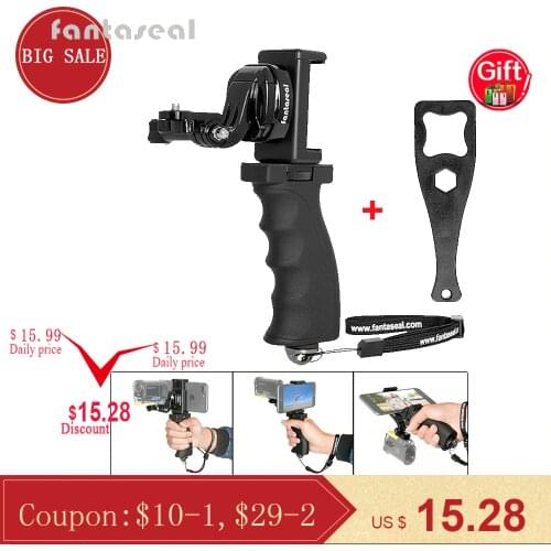 Fantaseal Action Camera Hand Grip Mount + Mobile Phone Clip for Sony AS200V AS300R FD-X3000R SJCAM Gear 360 Stabilizer Holder