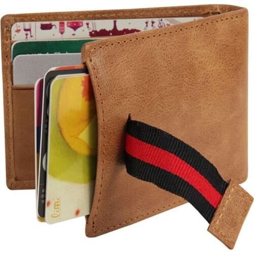 Antitheft Vintage Oil Wax Genuine Leather Wallet Pull Tab Short Men Wallets Organizer Clutch Rfid Blocking Card Holder Card Case