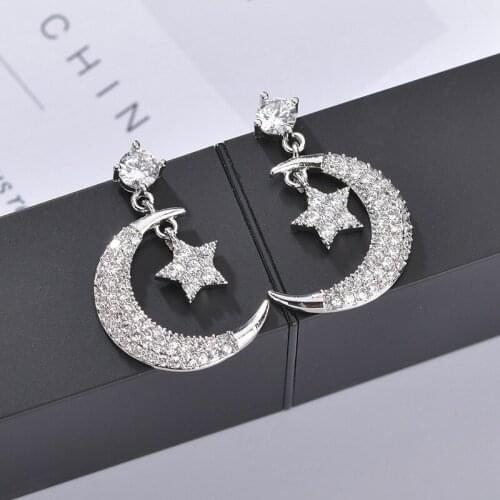 XF-EH071 Womens Fashion Korean Earrings Jewelry for Women Moon Pendant Earrings Gift Earrings for Women 2020
