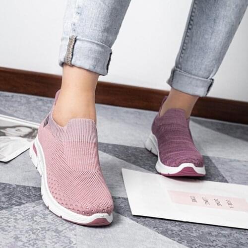 Sock shoes women 2021 fashion casual woven sneakers new solid color soft platform sports shoes women sneakers