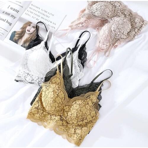 Womens Lace Bras Floral Lace Hollow Wrapped Tube Top Padded Comfort Ladies Lingerie Brassiere Underwear