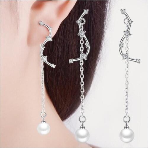 KOFSAC New Fashion Sterling Silver 925 Earrings For Women Geometric Curve Long Chain Earring Fine Jewelry Valentines Day Gifts