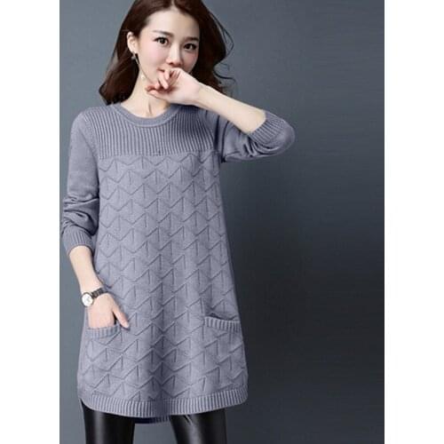 Knitted Sweater Women Autumn Winter O-neck Loose Warm Soft Jumper Female Sweaters With Pocket Casual Plus size Pullover Tops