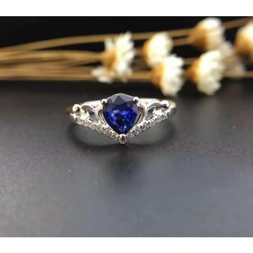 0.579ct+0.084ct 18K Gold Natural Sapphire Women Ring with Diamond Setting 2016 New Fine Jewelry Wedding Band Engagement