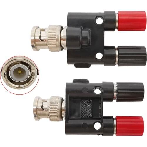 1Pcs BNC Male Plug to 2X 4mm Banana Female Jack Binding Post RF Coax Coaxial Splitter Connector Adapter 1M2F