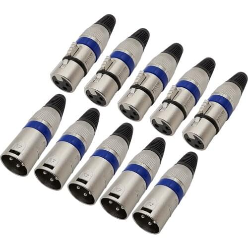 10Pcs/lot 3Pin XLR Male Plug and Female Jack Cable Microphone Audio Solder Socket Mic Adapter Wire Connector