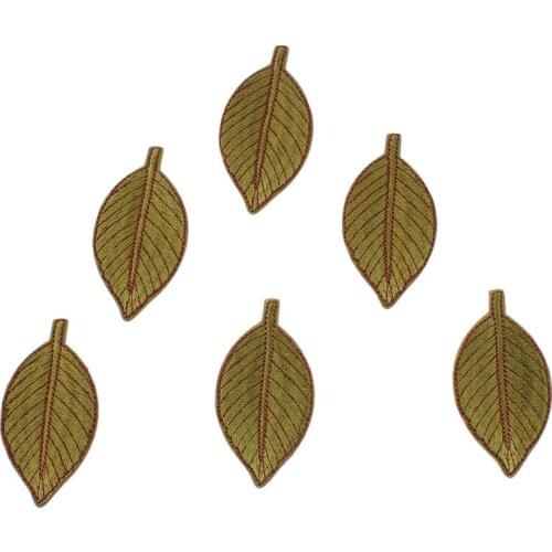 10pcs/lot Iron On Lifelike Leaf Patch Embroidery Cartoon Green Leaves appliques Embroidered Sew On Stickers Garments Badge