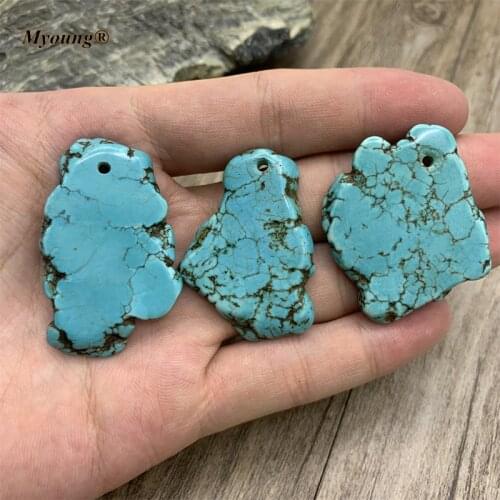 10pcs Freeform Natural Blue Turquoises Stone Slice Pendant For DIY Jewelry Making MY210801